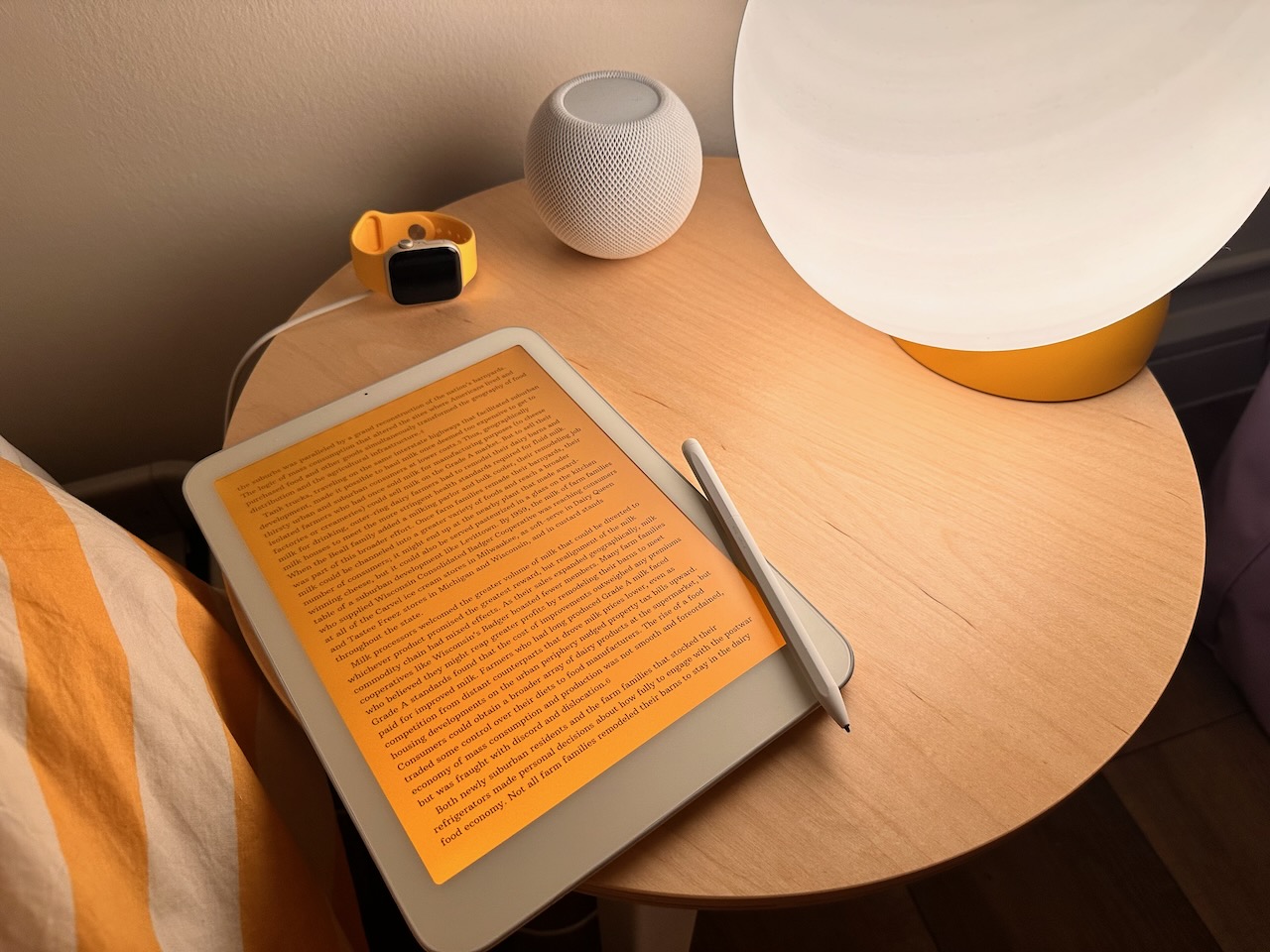 Daylight open to an ebook on my nightstand